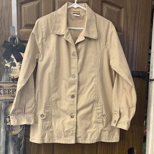 Women's Beige Button-Up Jean Jacket